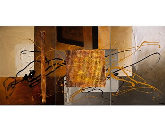 Large Textured Abstract Painting: Earth Tone Modern Artwork