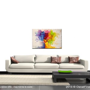 May include: Abstract painting of a colorful bouquet of flowers in a vase. The flowers are painted in shades of blue, purple, pink, red, yellow, and green. The background is white with a textured effect.