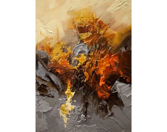 Orange Gray Abstract Painting Set of 3 Printable Wall Art Contemporary ...