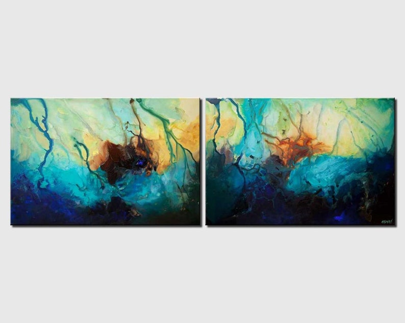 Diptych Abstract Painting Original Contemporary Art and Wall Etsy