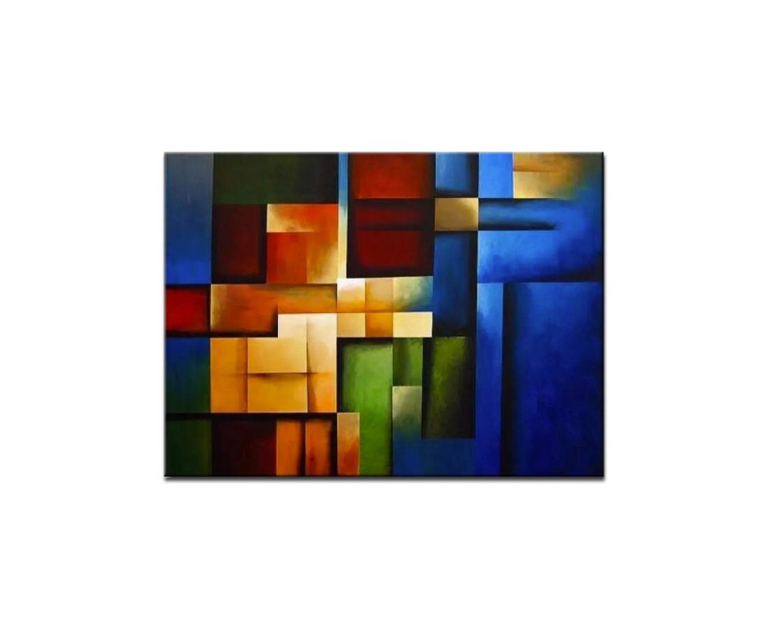 Geometric Abstract Painting on Canvas: Colorful Modern Wall Art - Etsy