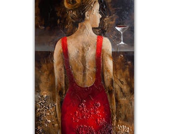 Woman at Bar Art Print: Cocktail Wall Art by Osnat