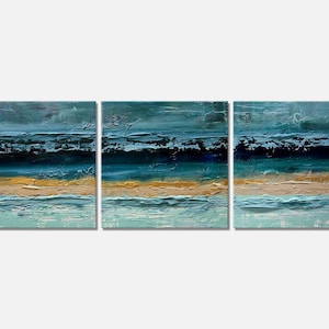 Teal Abstract Painting: Original Textured Canvas Wall Art