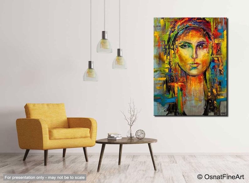 Colorful Pop Art Woman Face Giclee Print: Textured Street Art by Osnat image 6