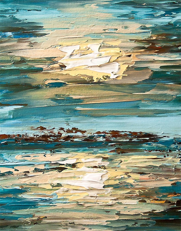 Abstract Painting Abstract Sea Painting Textured Blue Teal Etsy
