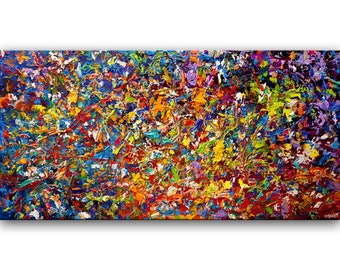 Colorful Abstract Texture Painting on Canvas - Custom Art