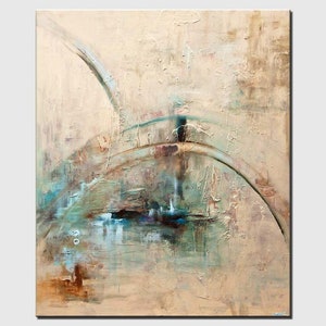 Original Beige acrylic oil  Abstract Painting on Canvas Boho art minimalist beige wall art Home Decor  - CUSTOM ART