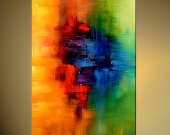 handmade art on canvas, Colorful abstract art, Giclee print, ready to hang by Osnat