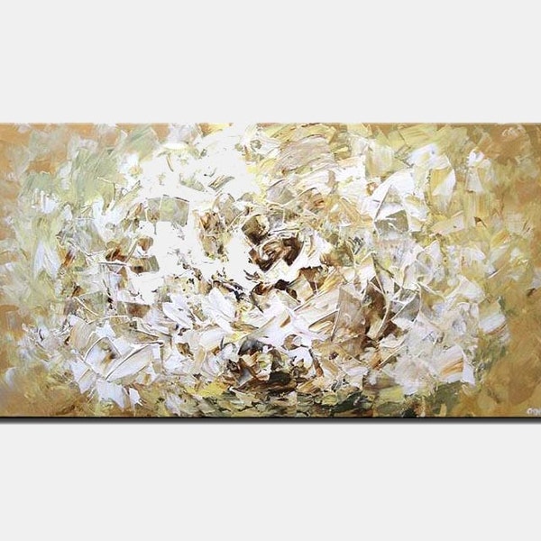 Textured White Flower Art: Abstract Acrylic Painting On Canvas