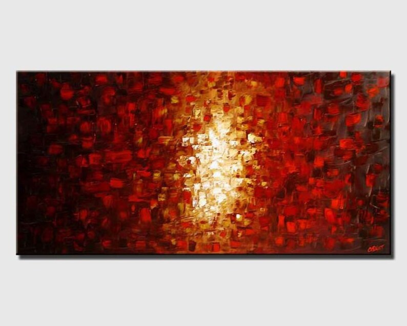 Red Abstract Painting Textured Abstract Art Red Modern Etsy