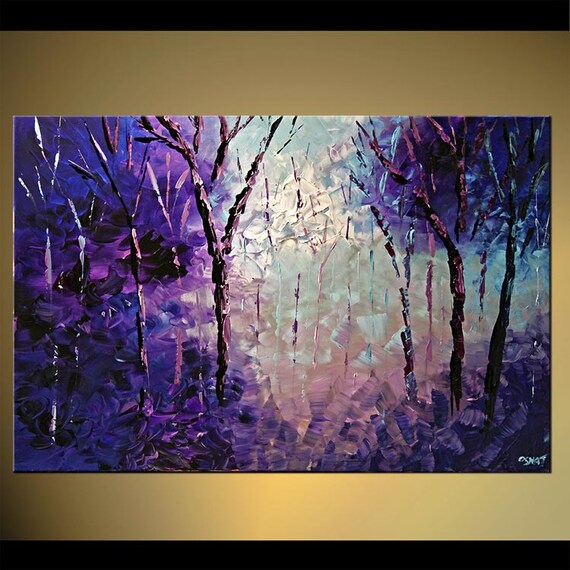 Purple Landscape Painting Original Purple Abstract Art Modern Etsy