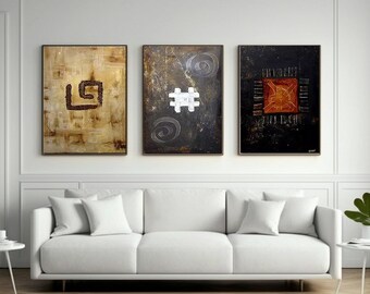 Large modern abstract art canvas painting earth tone art Contemporary Art living room decor CUSTOM ART