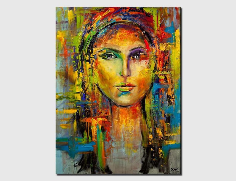 Colorful Pop Art Woman Face Giclee Print: Textured Street Art by Osnat image 1