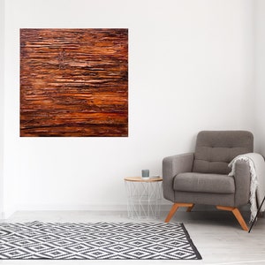 Rust Textured Abstract Painting: Modern Living Room Wall Art (40"x40") image 5