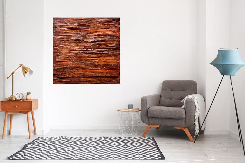 Rust Textured Abstract Painting: Modern Living Room Wall Art (40"x40") image 5