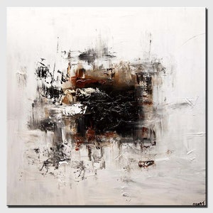 black white textured abstract painting, original modern wall art for living room office and bedroom decor by Osnat - MADE TO ORDER