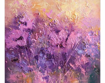 Pink Wildflower Abstract Painting | Textured Floral Wall Art | Original Acrylic Canvas | Modern Botanical Decor