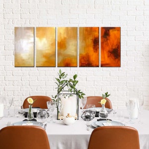 modern neutral abstract art original canvas, large contemporary orange beige painting big art decor CUSTOM ART