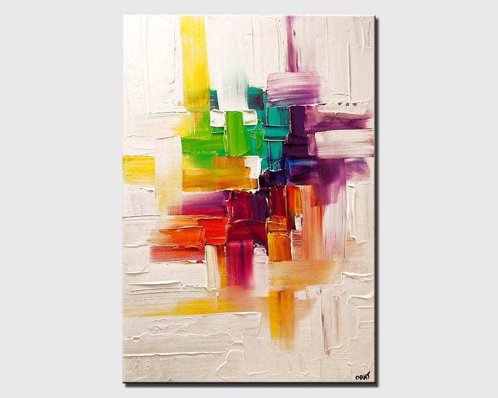 Textured Colorful Art Print on Canvas: Modern Giclee Print by Osnat