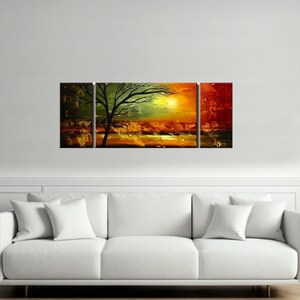 Modern Abstract Tree Painting on Canvas: Autumn Landscape Wall Art image 2