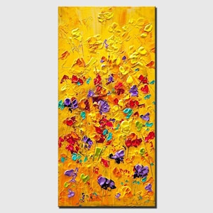 Textured Floral Painting: Original Abstract Art on Canvas