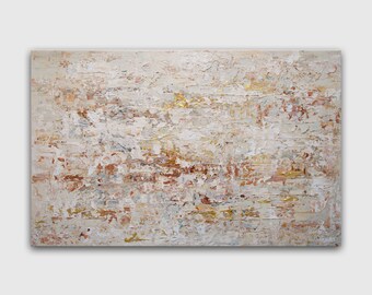 Textured Abstract Canvas Painting: Neutral Modern Home Decor, Custom Art