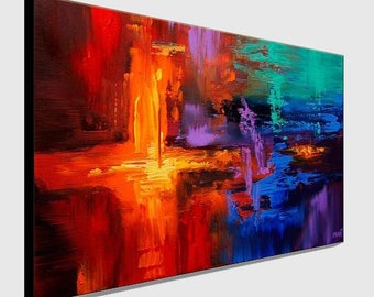 colorful abstract art textured cross wall art, modern Christian wall art living room modern home décor - Custom Art