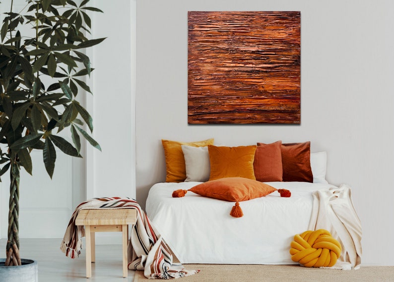 Rust Textured Abstract Painting: Modern Living Room Wall Art (40"x40") image 8