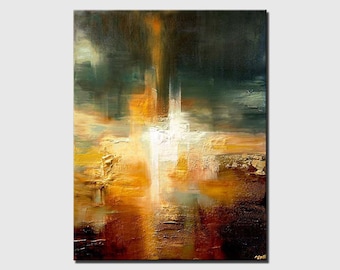 Handmade Sage Green Abstract Art Print on Canvas: Modern Home Decor