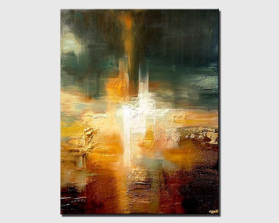 Handmade Sage Green Abstract Art Print on Canvas: Modern Home Decor
