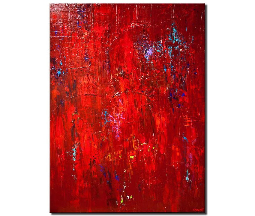 Modern Art Canvas Painting - Red and Golden Abstract Art Canvas for Li –  Kotart