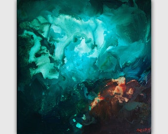modern turquoise abstract Painting, Original acrylic painting by Osnat