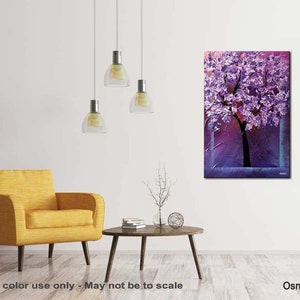 Textured Tree Painting: Purple Blossom Landscape Art - Custom Order image 4