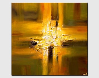 Textured Abstract Painting: Green Rust Home Decor - Custom Art