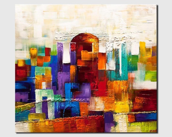 Jerusalem Art Print on Canvas: Textured Jewish Art by Osnat