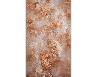 Textured Copper Leaf Abstract Painting on Canvas - Custom Art