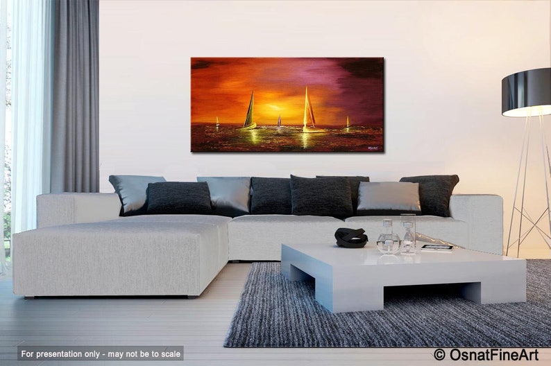 Sailboat Painting Abstract Seascape Acrylic Painting on - Etsy