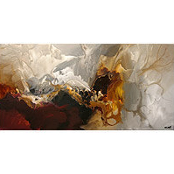 10x6" PRINT on PAPER modern abstract art  give the gift of art red gray white gold by OSNAT