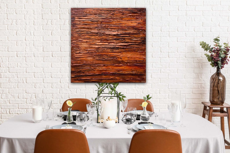 Rust Textured Abstract Painting: Modern Living Room Wall Art (40"x40") image 6