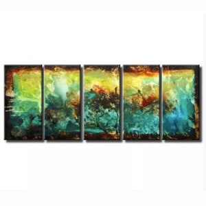 contemporary abstract art for living room office bedroom, large modern turquoise abstract paintings for home decor by Osnat - MADE TO ORDER