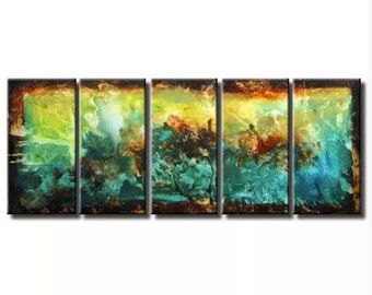 Large Turquoise Abstract Painting: Modern Home Decor Art - MADE TO ORDER