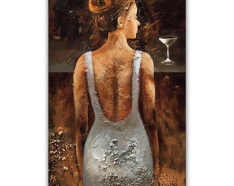 Woman at Bar Art Print: Chic Cocktails Wall Decor by Osnat
