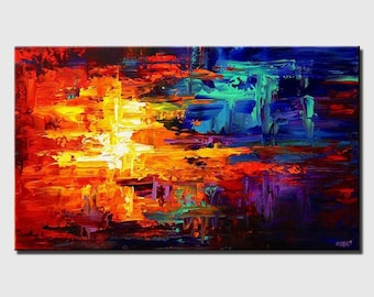 Colorful Abstract Painting, Original wall art for living room on canvas, colorful Abstract Art Home Decor  - CUSTOM ART