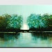 Etsy listing thumbnail: Turquoise River Landscape Painting: Abstract Forest Art on Canvas