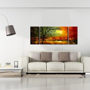 Modern Abstract Tree Painting on Canvas: Autumn Landscape Wall Art image 3