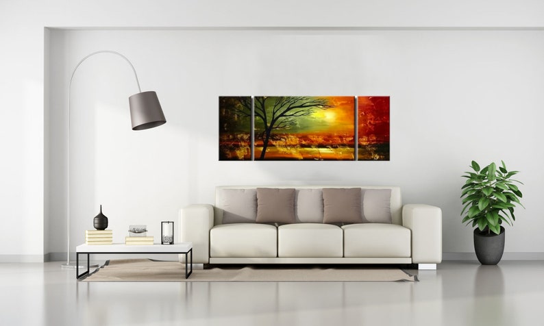 Modern Abstract Tree Painting on Canvas: Autumn Landscape Wall Art image 3