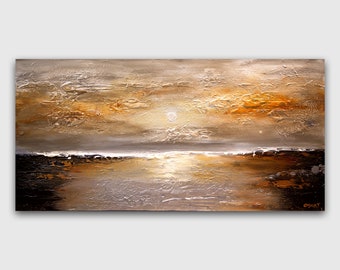 Textured Abstract landscape oil Painting on canvas large wall art Gold Silver modern home décor  CUSTOM ART