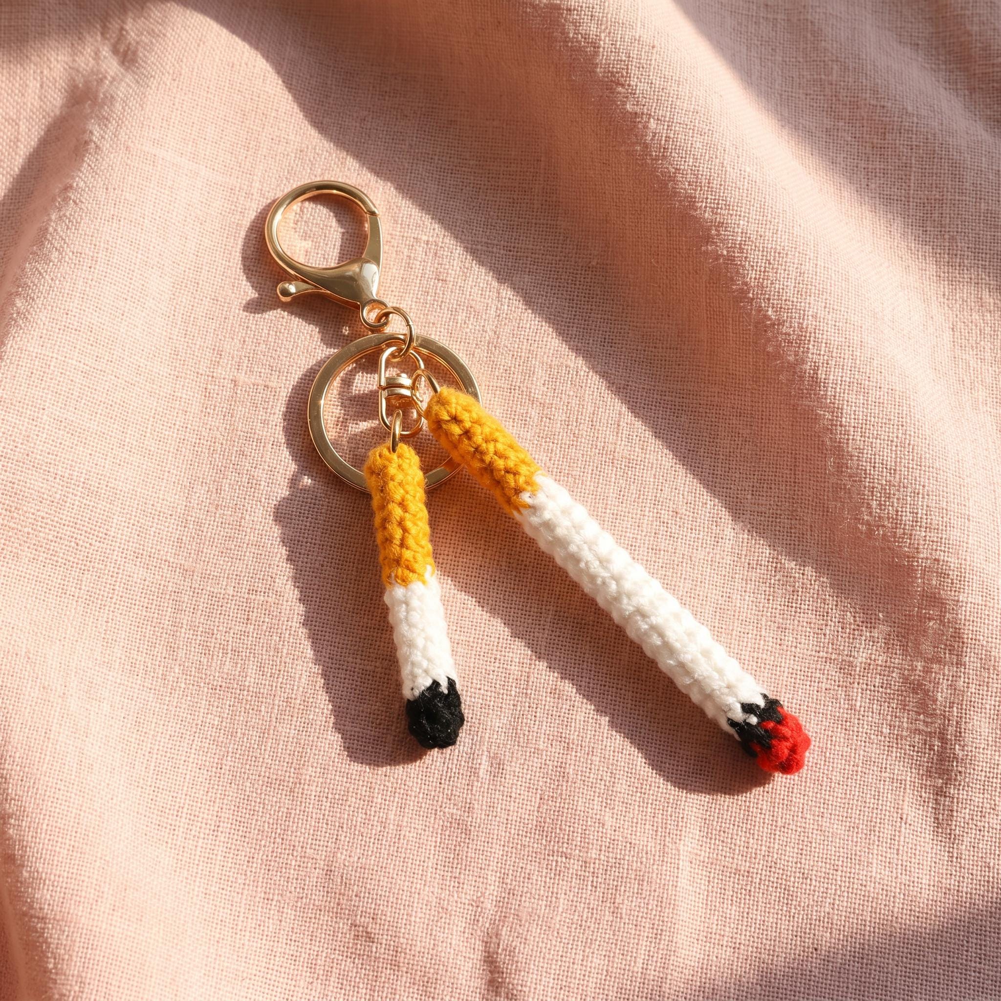 Crochet Cigarette Bag Charm, Handmade Amigurumi Keychain, Funny Novelty ...
