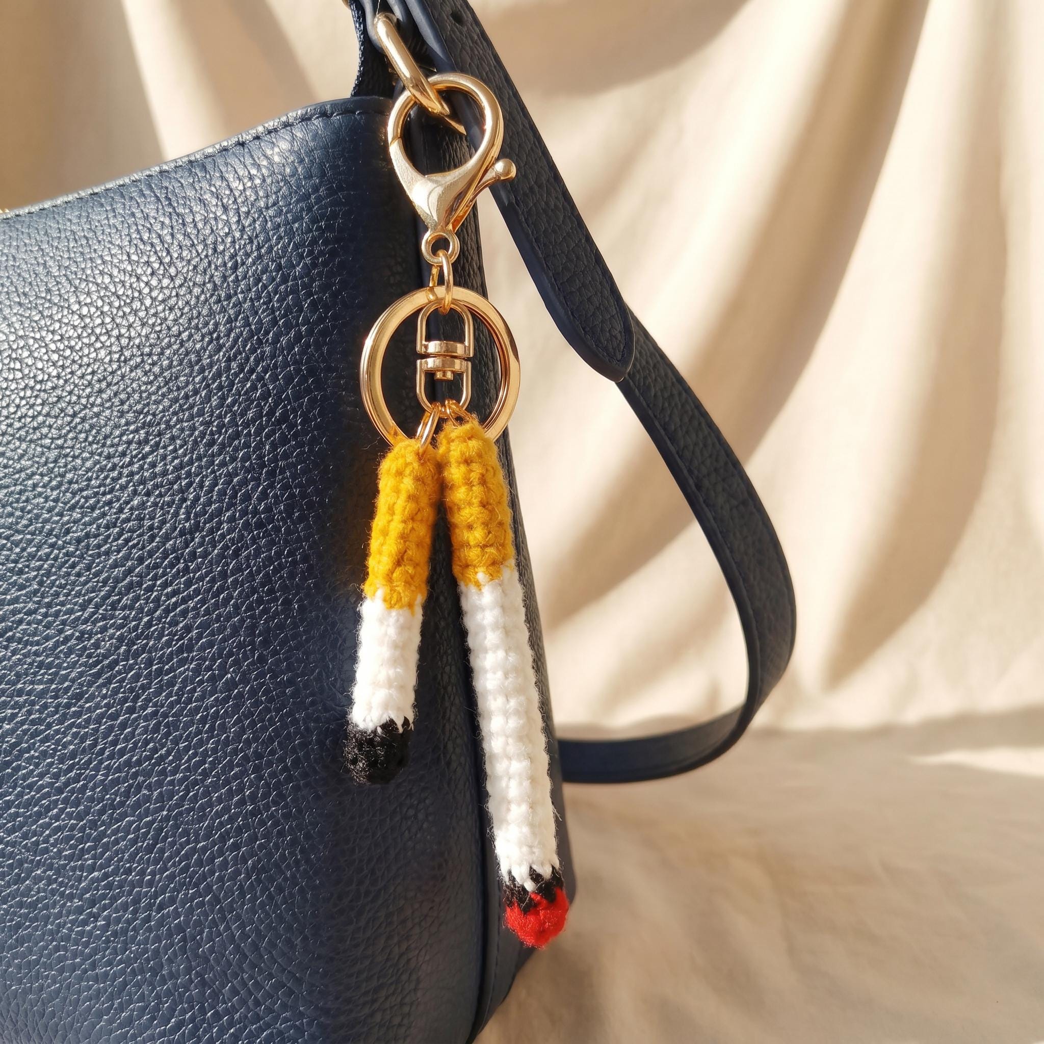 Crochet Cigarette Bag Charm, Handmade Amigurumi Keychain, Funny Novelty ...