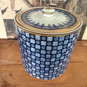 Vintage Biscuit Jar Blue Porcelain - Etsy